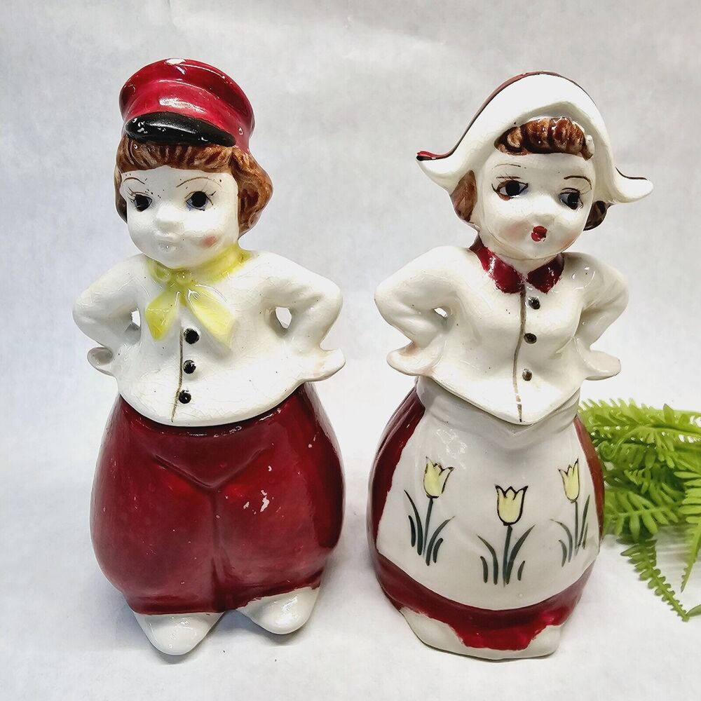 Vintage Relco Japan Dutch Boy & Girl Salt Pepper Shakers Sugar Creamer Set